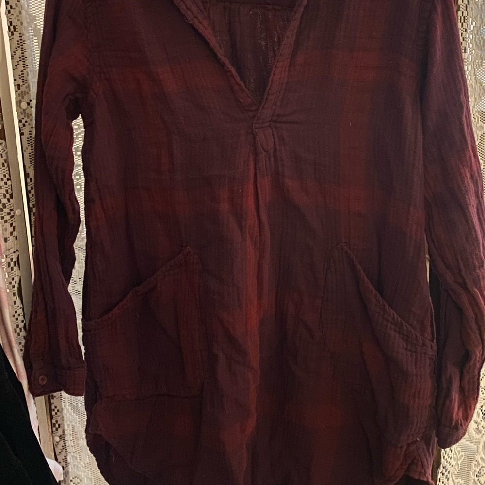 Oversized Maroon free people  flannel/ pullover